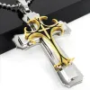 Mode personnalité homme croix collier 14K or blanc croix bijoux christianisme pendentif colliers pour hommes fête anniversaire cadeau