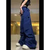 Kargo Y2K Yüksek Boş Zaman Ulusal Gelgit Orijinal American Retro Street Tulumlar Gevşek Düz Mop Haruku Pantolonlar Uzun