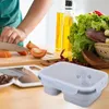 Set di posate Scatola da pranzo in silicone Bento con coperchio ermetico Contenitore riutilizzabile per grandi porzioni Microonde