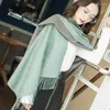 Scarves Women's Scarf Autumn Winter Luxury Ladies Tippet With Tassel Cashmere Feel Warm Thicken Blanket Wrap Shawl 2023