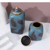 収納ボトルクリエイティブフェザーパターン装飾的な磁器ジャーセラミックキャンディージャー付きデスクデコレーションヴィンテージの家の装飾