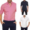 T-shirts pour hommes Hommes Casual Manches longues Col à revers Coupe régulière Bouton Zipper Up Blouses Couleur unie Chemise d'affaires formelle Top