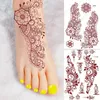 Tatuagens temporárias à prova d'água Henna Tatuagem Marrom Henna Adesivos para Mão Tatuagem Falsa para Mulheres Arte Corporal Temporária Hena Design Mehndi Adesivos 231215