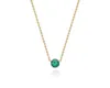 10K Signature Round Cut-Down 0.50Ct Diamond Sapphire Emerald And Blackened Gold Pendant Necklace