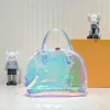 Designväska transparent ryggsäck PVC Keepall Colorful Travel Tote Bag Snabb handväska Purse Fashion Letter Summer Old Flower Wash Clutch Wallet School Bag 002#