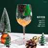 Vinglasglasögon julklapp glas rött träd champagne cup kreativ år bägare handdragen