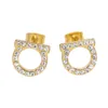 Marca de lujo C u d Pendientes de diseñadores AMOR AMOR RETRO VINTAGE BLING Diamond Crystal Acero inoxidable Anillos de orejas de aretes Joyas para mujeres