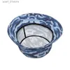 Wide Brim Hats Bucket Hats Blue Camo Photo Print Camouflage Army Color Bucket Hat For Women Men Students Foldable Bob Fisherman Hats Panama C AutumnL231216