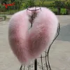 Lenços inverno real gola de pele de raposa 100% genuíno natural rosa lenço cachecóis mulheres tamanho grande envolve pescoço mais quente luxo peludo xale feminino 231215