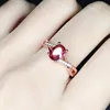 Cluster Rings Imitation Ruby Ring Light Luxury Plated Rose Gold Rubellite Tourmaline Diamond Celebrity Style Women's