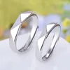 Cluster Rings 1 Pair 4mm Width Rhombus Overlap Opening Couple Ring Adjustable Copper Plated Platinum Engagement Finger Jewelry