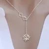 Everfast todo 10 peças lote infinito e lótus lariat pingentes colar de declaração feminino corrente longa collier femme jóias accessori218w