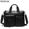 حقيبة Westal للرجال حقيبة جلدية حقيقية من الرجال المحمول أكياس المكاتب الجلدية للرجال حقائب حقيبة أعمال لثبات 276