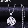 Pendant Necklaces Mom And Baby Stainless Steel Charm Silver Color Small Chain For Women Jewelry Bijoux Femme N3758S07