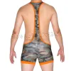 Nueva marca de mono de camuflaje para hombre, ropa interior, camiseta, leotardo de lucha, chaleco, mono Sexy