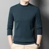 Herrtröjor män får ulltämne tröja 2023 Autumn Winter Mock Neck Tjockna Pure Long Sleeve Man Knit Jumper Pullovers