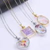 Colares de pingente 1 pc curvo personalizado coração imagem de vidro medaillon mulheres geométrica relicario vivendo medalhão colares jóias