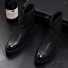 Botas masculinas moda britânica motocicleta sapatos de couro de vaca preto plataforma tornozelo bota festa boate vestido cowboy botas masculinas