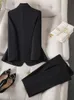 Abiti da donna blazer blu scuro grigio nero donna pantalone set di lavoro da donna da donna da donna per blazer e pantalone set da 2 pezzi 231216