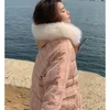Kvinnor Down Parkas Korean Checkered Cotton Dress Hooded Wool Collar Coat Winter Mid Längd förtjockad varm jacka 231215