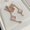 Van Clover Golden Lucky Pink Shell Four Leaf Grass Bransoletka Summer Jade Chalcedony Luksus Design High Grade Handicraft