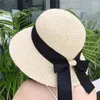 Szerokie brzegowe czapki Summer rodzic-dziecko Bowknot Sun Hat Women Kids Straw Travel Beach Panama Cap