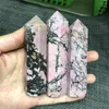 Estatuetas decorativas atacado rosa rodonita cristal coluna hexagonal ponto natural mineral cura varinha e pedras decoração para casa