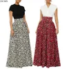 Jurken Cm.yaya Dames Luipaardprint Hoge taille Dames Vintage Vloerlengte Rokken Nachtfeest Strand Maxi Lange Rok