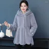 Women's Fur Autumn Faux Mink Coat For Women 2024 Winter Thick Warm Hooded Jacket Mom Elegant Clothes Furry Outerwear