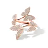 Bagues de cluster papillon pour femmes incrustation pleine zircone cubique taille réglable doigt mariage femme mode bijoux AnelCluster291b