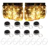 8 حزمة أضواء جرة Mason Solar مع 8 مقابض 10 LED String Fairy Lights Lids INSERT ل DECRATION SHARD DICED Y2203E