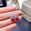 Brincos quadrados 2ct diamante brinco real 925 prata esterlina jóias moissanite noivado casamento para mulheres men246n