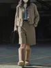 Pantalon deux pièces pour femmes, décontracté, rétro, moderne, simple boutonnage, poche, taille haute, jambes larges, ensemble court, printemps 2023, 231215