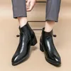 Botas Botas Ocidentais para Homens Cowboy Preto Zíper Marrom Ankle Boots Business Handmade Tamanho 38-46 Botas Masculinas 231216