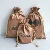 Boîtes à bijoux Sac en soie personnalisable Sacs à cordon d'oreille en bois marron Produits de soins de la peau cosmétiques Pochette de rangement Chaussures Vêtements Pochettes anti-poussière 231215