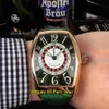 Pas cher nouveau 8880 Vegas Casino plateau tournant russe cadran blanc vert automatique montre pour homme boîtier en or rose bracelet en cuir vert montre pour hommes 328w