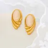 18K Gold Diamant Opal Edelstahl Ohrringe Nische Design Sinn Temperament Mode Ohrstecker Koreanische Internet-Promi-Ohrringe