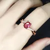 Cluster Rings Imitation Ruby Ring Light Luxury Plated Rose Gold Rubellite Tourmaline Diamond Celebrity Style Women's