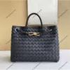 2023 10A 1: 1 Ny Woven Women Family 8-Line Tote Bag Woven Buckle Original Leather Woman Portable Single Shoulder Crossbody Officiell dokument