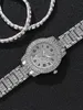 Другие часы, комплект из 3 предметов, серебряные роскошные женские кварцевые браслеты с кристаллами, наручные часы, женское платье, часы Relogio 231216