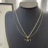 Channel 18 style Double Letter Pendant Necklaces 18K Gold Plated Crysatl Pearl Rhinestone Sweater Necklace for Women Wedding Party Jewerlry fashion Accessories