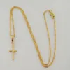 2024 New 14k Yellow Gold TWIST WATER WAVE NECKLACE PLAIN SURFACE JESUS CROSS GOD PENDANT