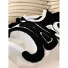 Kvinnors T-shirtdesigner Luxuryce Contrast Round Neck Signature Plush Loop Borsted Casual Classic Top Tee D5uz