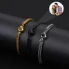 Bracelets de charme SilverGold Color Projection Po Bracelet avec chaîne Cuba en acier inoxydable Ensemble de bijoux pour hommes 2023 Vente en gros 231215