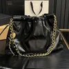 Famous French Designer Solid Color Women Handbag Fashion Large Capacity Diamond Lattice Chain Shoulder Bag Double Letter High Quality Oil Wax Leather Underarm Bag