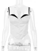 Tanques femininos grosso cetim bustier espartilho colheita superior com almofadas no peito cinta de espaguete branco bodycon verão feminino topos espinha de peixe