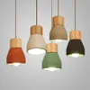 Loft Pendant Lamps Industrial LED Chandeliers Light Cement Wood Art Fixture Ceiling Chandelier199q