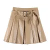 American Retro Preated 여성 Y2K Street New Korean Fashion Hot Girl High Waist Joker 캐주얼 단어 PU Short Skirt