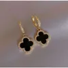 Stud Designer Earrings Four-leaf Clover Earring For Women Senior Classic Small Fragrant Wind Earrings New Clover Ear Ring 18k Gold Light Luxury Flash Mens Brincos