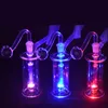 Pequeno Mini Hookah Glass Burner Bong com Matrix Perc LED Light Smoking Water Pipe com Snuff Snorter Sniffer Recycler Ice Catcher Bong com 10mm Masculino Oil Bowl Pot